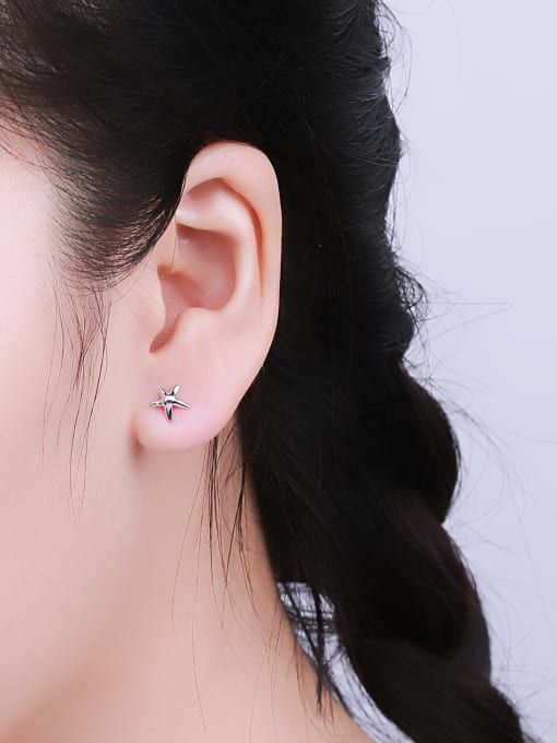 One Silver Women Simply Style Star Shaped Earrings 1