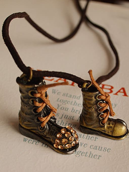 Dandelion Retro Unsymmetrical Boots Shaped Necklace 0