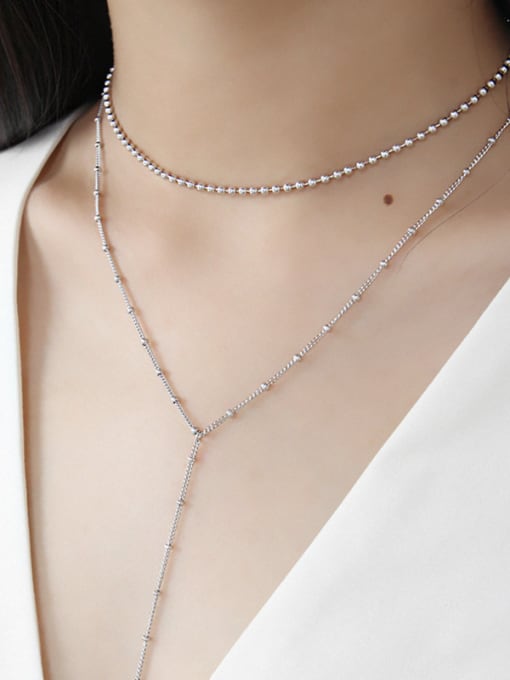 DAKA Simple silver chain chain Long Necklace 2