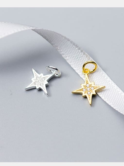 FAN 925 Sterling Silver With Gold Plated Simplistic Star Charms 2