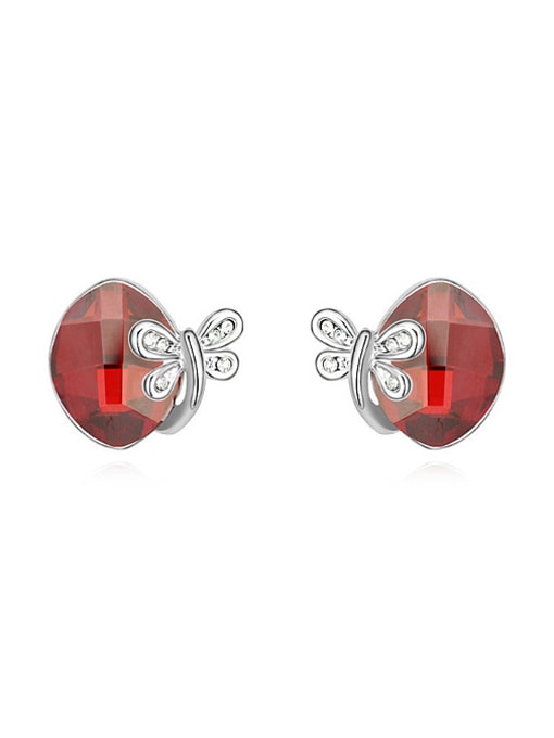 QIANZI Simple Oval austrian Crystal Little Butterfly Alloy Stud Earrings 0