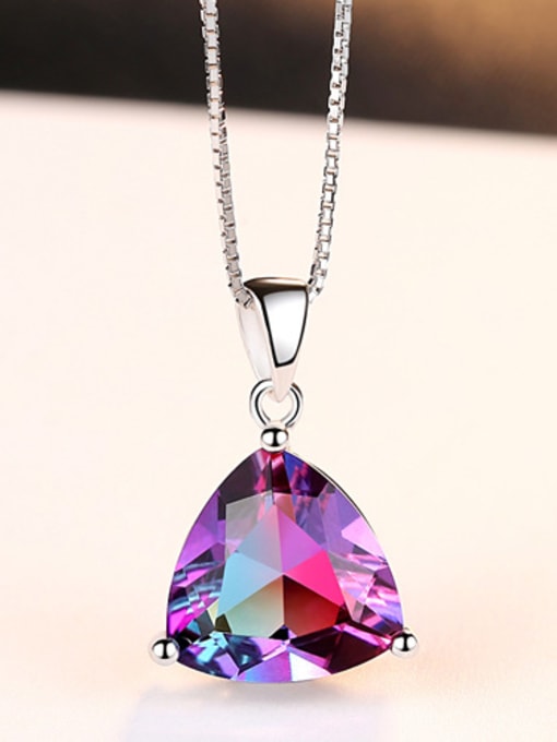 Rainbow Stone Sterling silver Rainbow semi-precious stones Triangle necklace