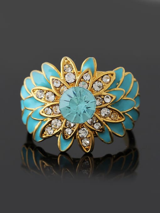 Wei Jia Exaggerated Retro style Cubic Rhinestones Flowery Alloy Ring 0