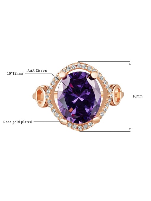 KENYON Exaggerated Purple Zircon Rose Gold Plated Copper Ring 3