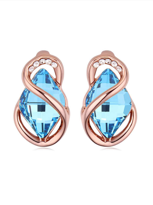 QIANZI Fashion Rhombus austrian Crystal Rose Gold Plated Stud Earrings 2