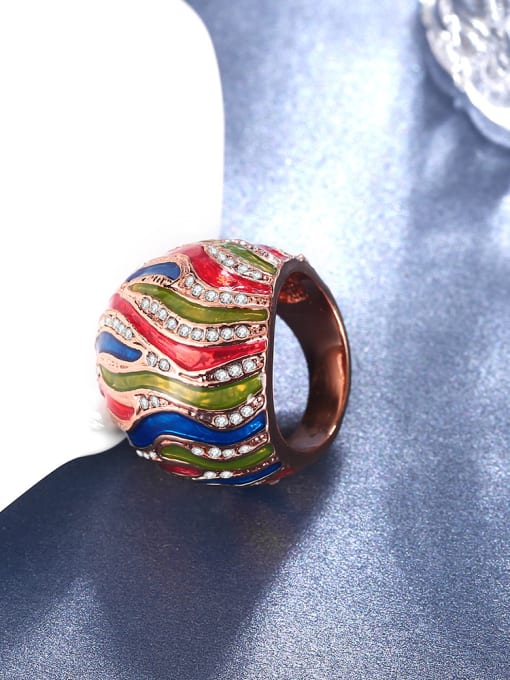 Rose Gold Colorful Rose Gold Plated Geometric Shaped Enamel Ring
