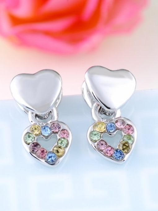 Platinum Elegant Heart Shaped Crystals Stud Earrings