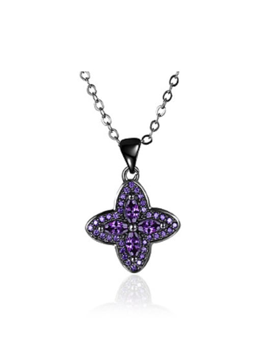 OUXI Retro Flowery Zircon Women Necklace 3