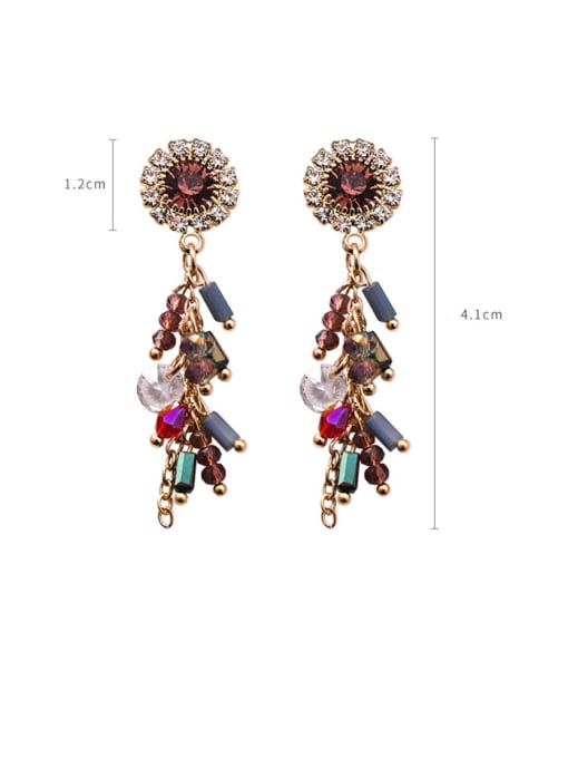 Girlhood Alloy With Rose Gold Plated Ethnic Round Flower Tassel  Drop Earrings 3