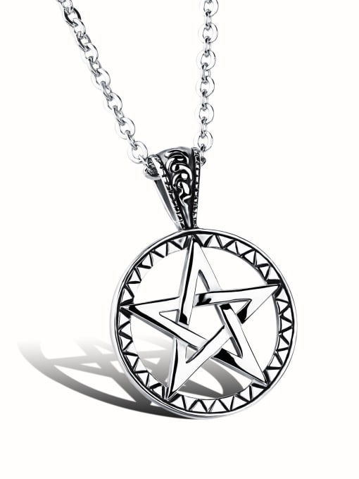 Open Sky Personalized Round Hollow Star Titanium Necklace 0