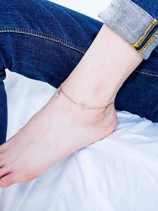 Open Sky Stainless Steel With Rose Gold Plated Simplistic Heart Anklets 1