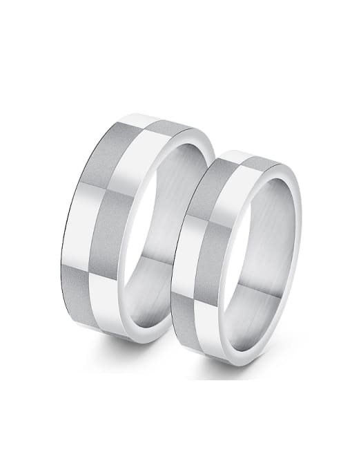 Open Sky Simple Plaid Titanium Lovers Ring 0