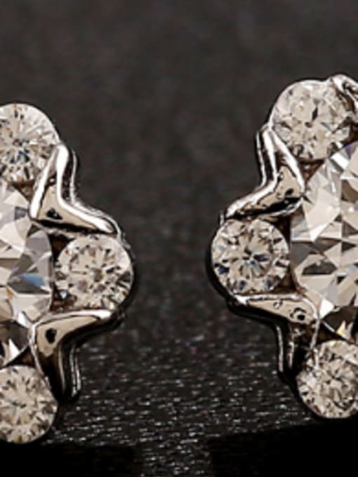 White gold S925 Silver High Quality Zircon Snowflake stud Earring