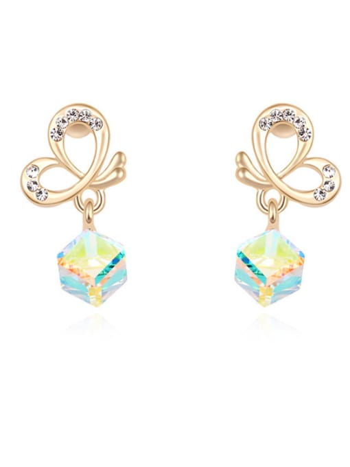 White Fashion Butterfly Cubic austrian Crystals Alloy Stud Earrings