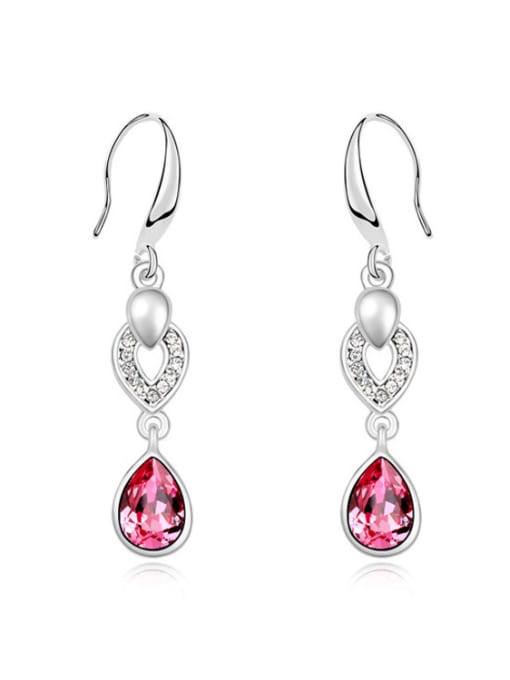 pink Fashion Water Drop austrian Crystals Heart Alloy Earrings