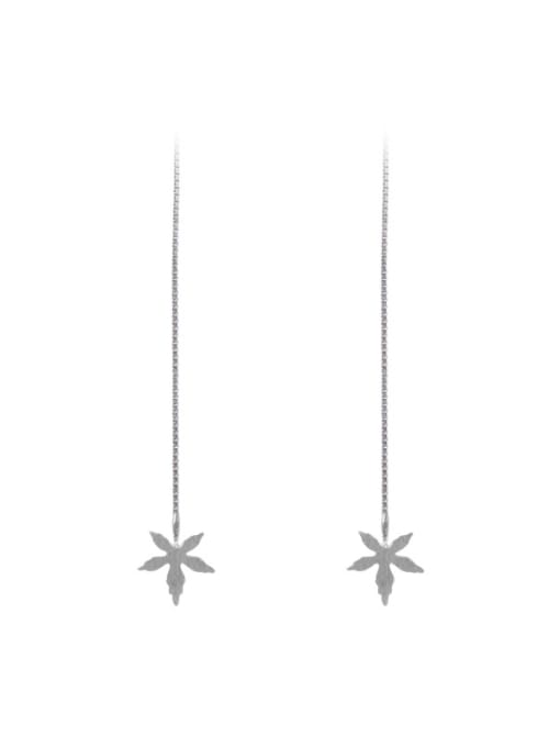 Peng Yuan Little Maple Leaf Silver Line Earrings 0