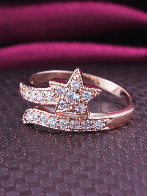 SANTIAGO Elegant 18K Rose Gold Plated Star Shaped  Zircon Ring 1