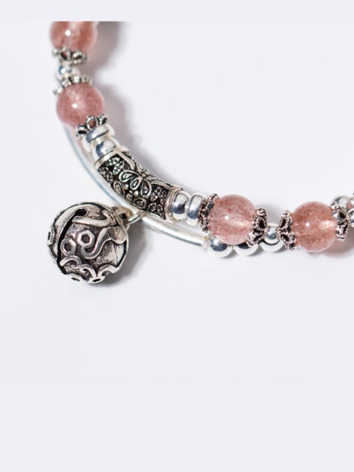 pink Elegant Double Layer Bell Shaped Crystal Bracelet