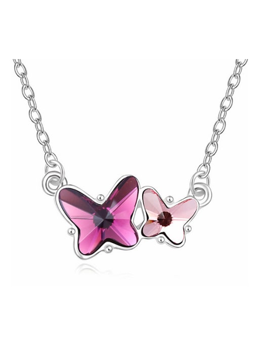 QIANZI Fashion Double Butterfly austrian Crystals Alloy Necklace 1