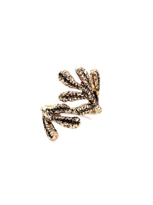 KM Alloy Leaves-shape Opening Statement Ring