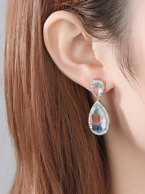 BLING SU Copper With White Gold Plated Fashion Water Drop Drop Earrings 1