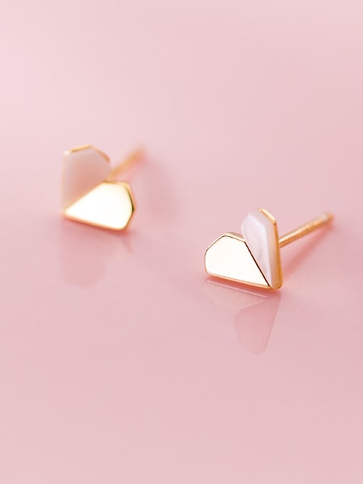 Rosh 925 Sterling Silver With Gold Plated Cute Heart Stud Earrings 1