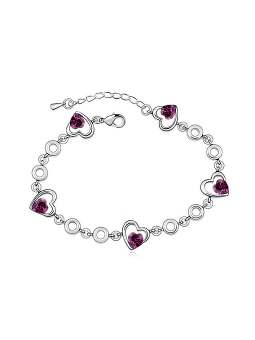purple Simple Heart austrian Crystals Alloy Bracelet