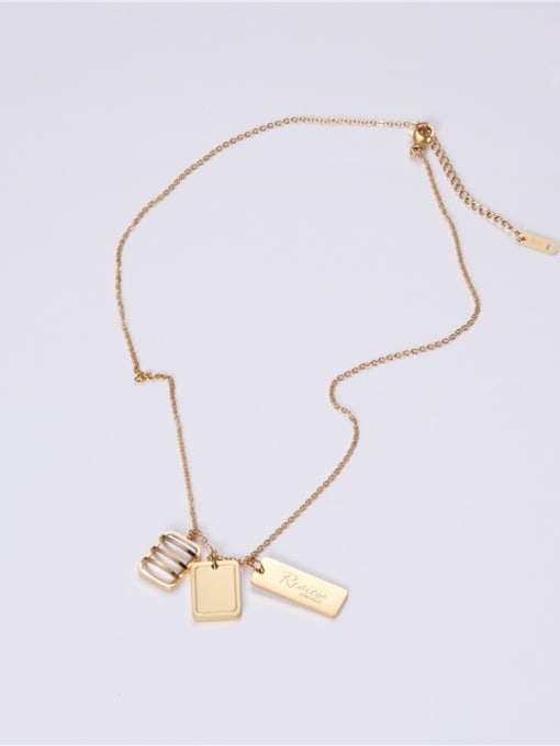 GROSE Titanium With Gold Plated Simplistic Square Pendant  Necklaces 3