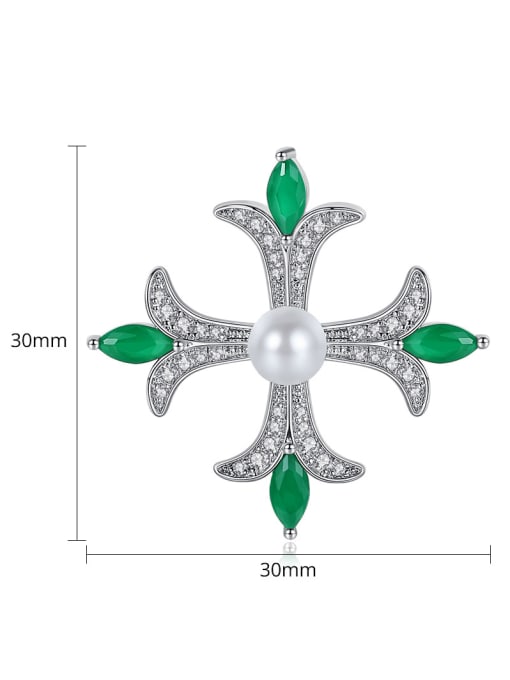 BLING SU Copper With Platinum Plated Personality Cubic Zirconia Cross Brooches 4