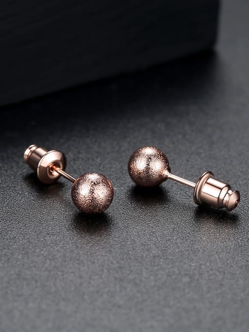 BLING SU Copper With 18k Rose Gold Plated Simplistic Ball Stud Earrings 2