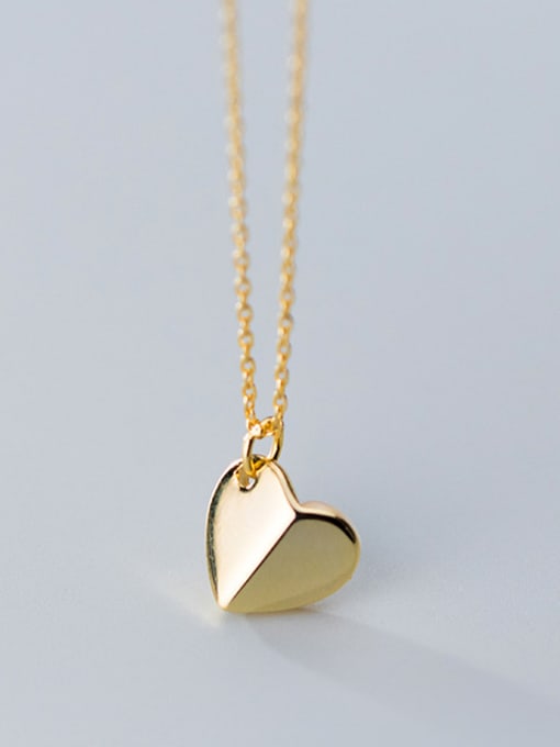 Rosh 925 Sterling Silver With Gold Plated Simplistic Heart Necklaces 2