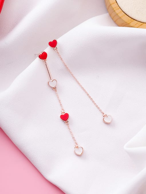Girlhood Alloy With Rose Gold Plated Simplistic Shell Heart Earrings 2