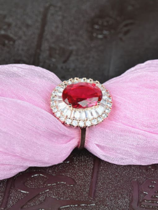 Wei Jia Fashion Ruby White Zirconias Copper Ring 2