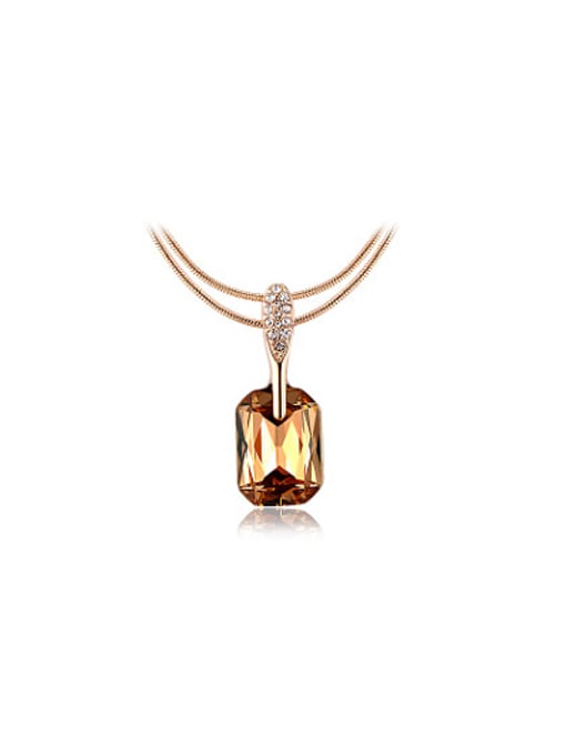 Rose Gold Exquisite Square Shaped Austria Crystal Necklace