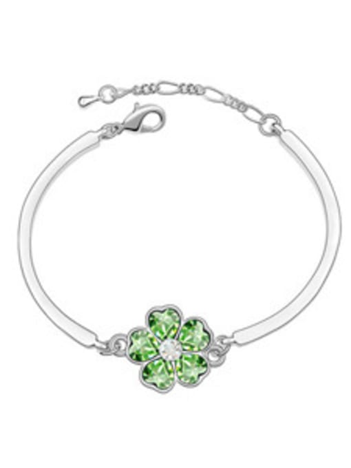 green Simple austrian Crystals-Covered Flower Alloy Bracelet