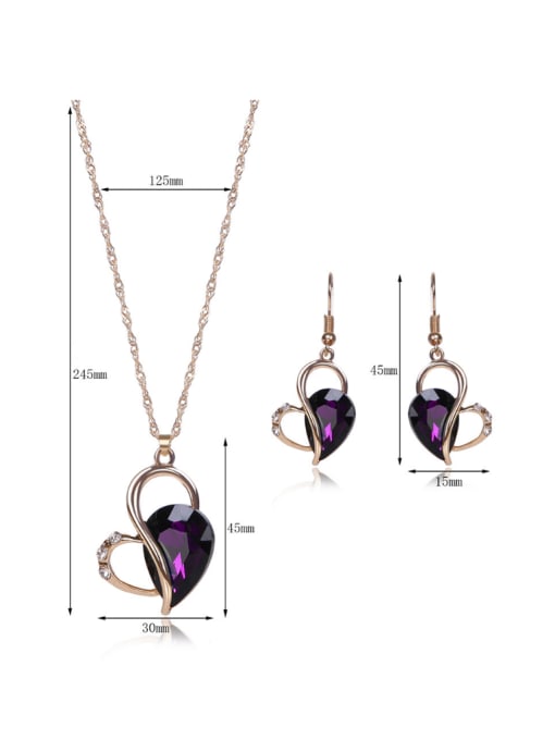 BESTIE Alloy Rose Gold Plated Fashion Artificial Stone Heart-shaped Two Pieces Jewelry Set 2