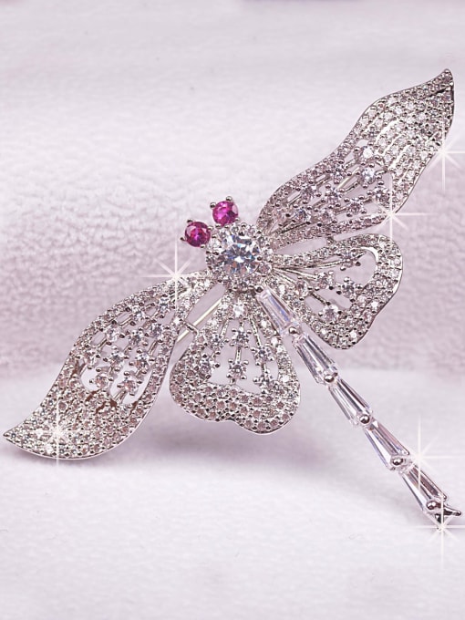 red Eyes Copper With Cubic Zirconia Cute Insect Dragonfly Brooches