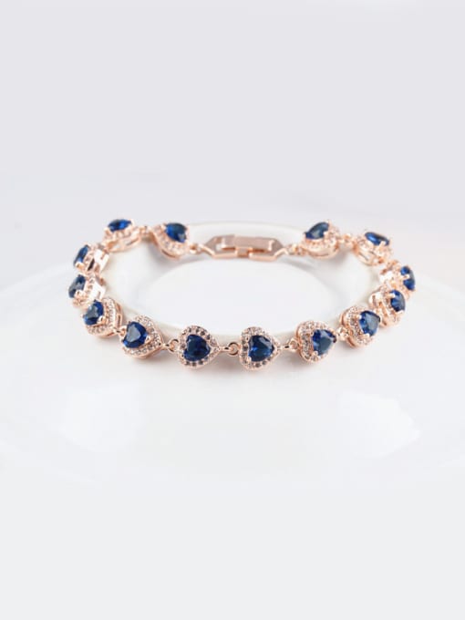 Blue Love Heart Premium Zircon European and American Quality Classic Style Bracelet