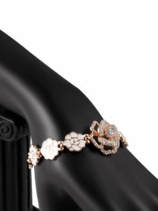 Rose Gold Adjustable Length Rosary Shaped Acrylic Bracelet