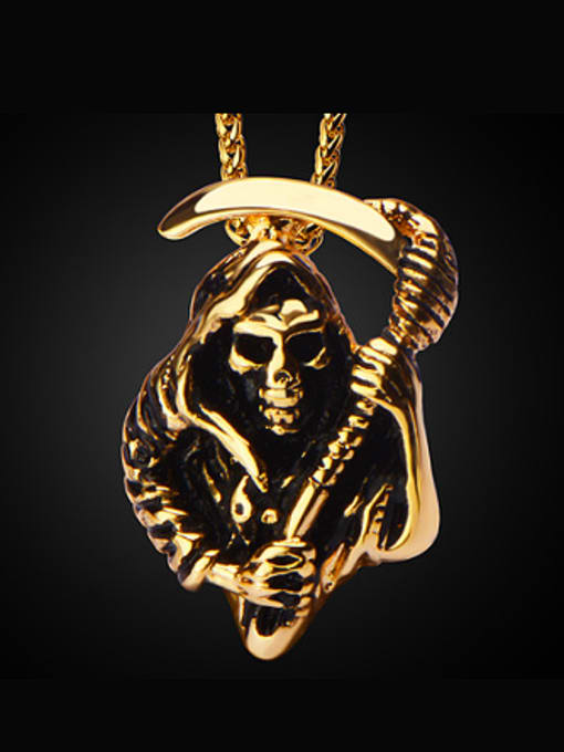 gold Retro Skull Necklace