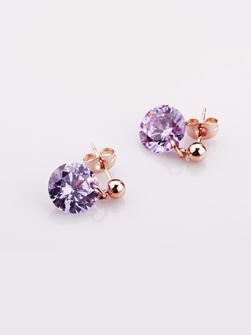 OUXI Female Simple Style Zircon drop earring 1