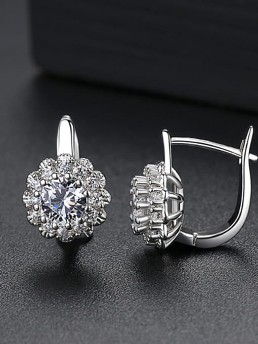 Platinum Copper inlaid AAA zircon Stud Earrings
