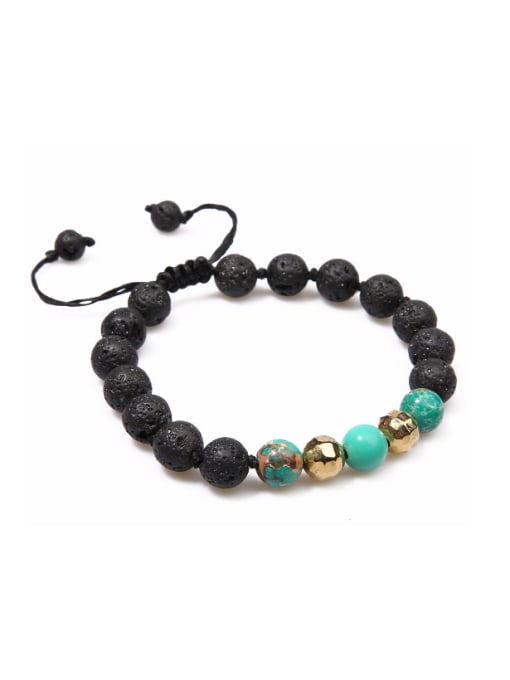 B6051-A New Design Semi-precious Stones Woven Rope Bracelet