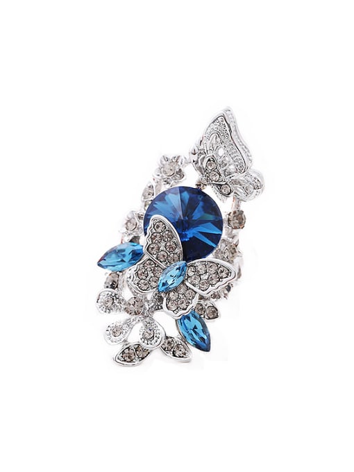 Wei Jia Exaggerated Blue Crystals Cubic Rhinestones Alloy Ring 0