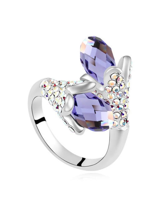 purple Personalized Shiny austrian Crystals Alloy Ring