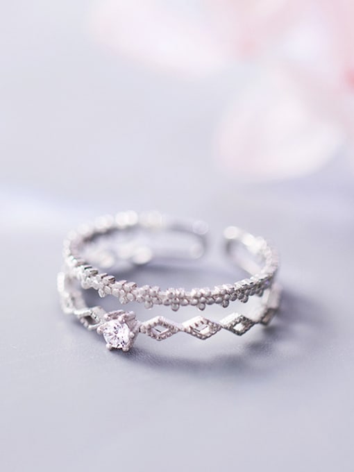 Rosh 925 Sterling Silver With Platinum Plated Delicate Lace Rings 0