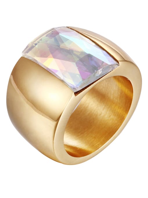 AB color 7 code Titanium With 18k Gold Plated Fashion Square Party Multistone Rings