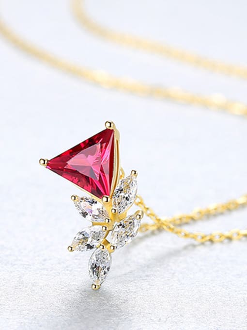 Red plating 18K gold-20h08 925 Sterling Silver With Gold Plated Personality Triangle Necklaces
