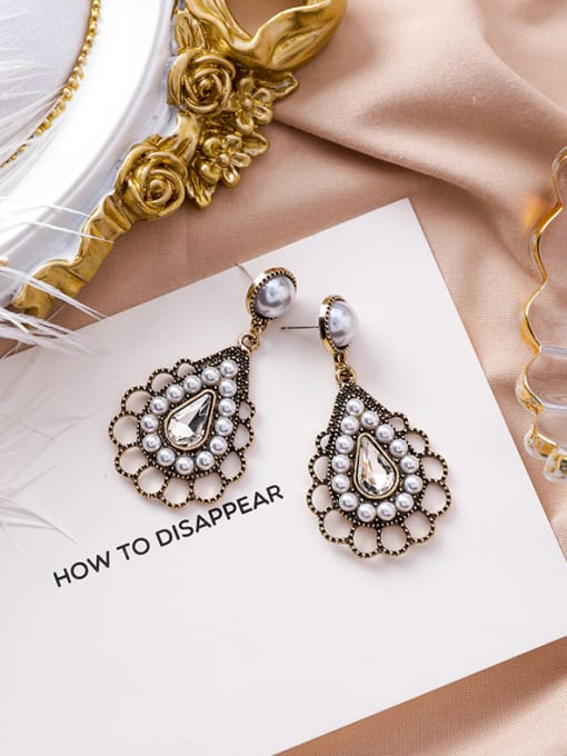 Retro Alloy With Antique Silver Plated Vintage Retro palace Chandelier Earrings