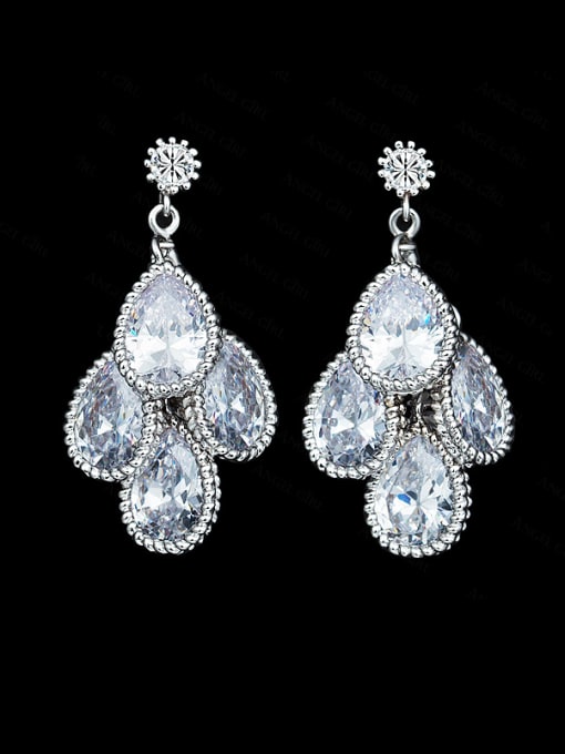 White Water Drop Shaped Cluster earring